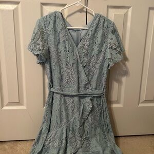 Light blue wrap dress